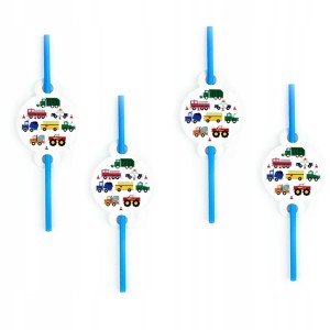 Słomki papierowe rurki niebieskie w auta 8 szt