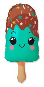 Balon foliowy Lód na patyku z posypką turkus 60cm