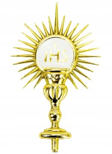 Monstrancja złota  IHS Komunia Św. 8cm 1x