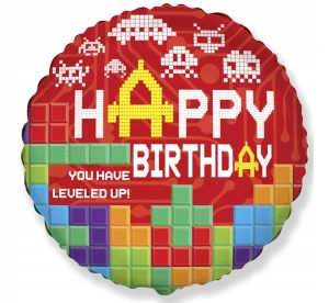 Balon foliowy tetris Happy Birthday