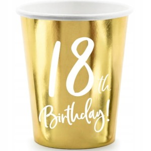 Kubeczki 18 Urodziny kubki złote 6 szt.