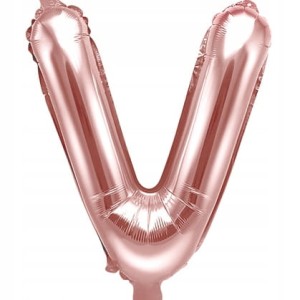 Balon foliowy Litera V, różowe złoto,  35 cm.