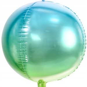 Balon foliowy kula ombre niebiesko zielony okrągły