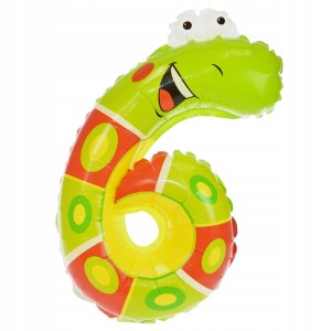 Balon foliowy cyfra 6, wąż, 45 cm.