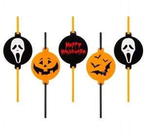 Rurki z medalionem słomki  Halloween 5szt