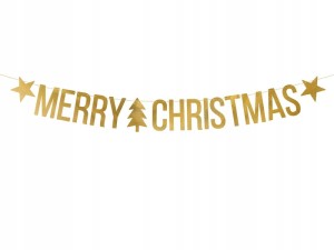 Baner napis Merry Chrismas złoty