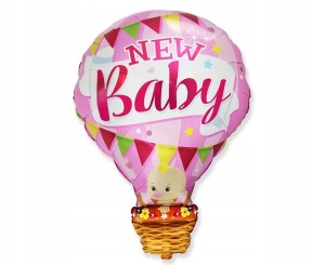 Balon foliowy New baby Narodziny Dziewczynka róż