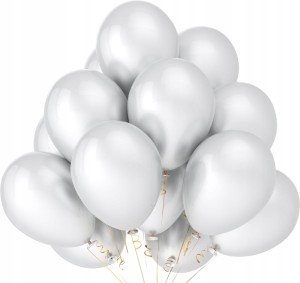 Balony białe metaliczne 50x