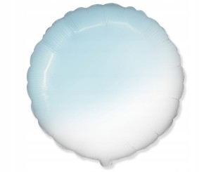 Balon foliowy oOkrągły ombre biało błękitnya