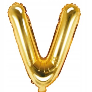 Balon foliowy Litera "V", 35cm, złoty
