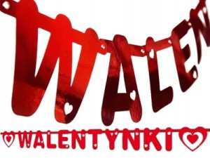Baner napis Walentynki girlanda walentynkowa 160cm