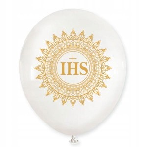 Balon Komunijne złote błyszczący Ornament IHS