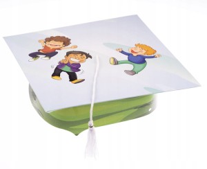 Biret dla dzieci  zielony z chwostem