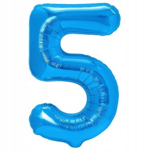 Balon foliowy liczba 5, niebieski, 40 cm. 