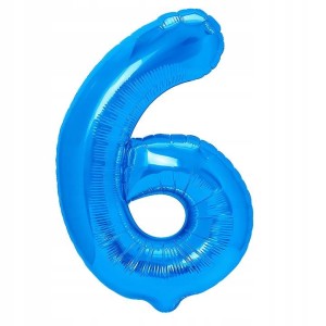 Balon foliowy liczba 6, niebieski, 40 cm. 