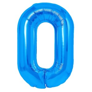 Balon foliowy liczba 0, niebieski, 40 cm. 