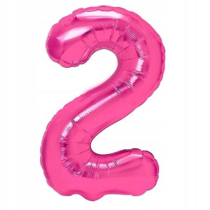 Balon foliowy cyfra 2,  różowy, 40 cm.
