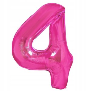 Balon foliowy cyfra 4,  różowy, 40 cm.