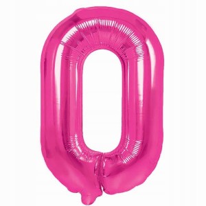 Balon foliowy cyfra 0,  różowy, 40 cm.