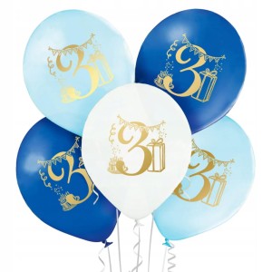 Balony dla chłopca liczba 3, 5 szt