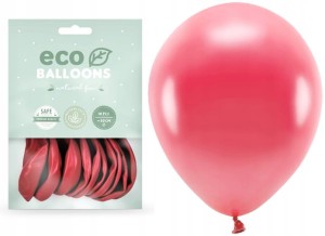 Balony Eco 26 cm, metalizowane, jasny czerwony: 1op./10 szt.