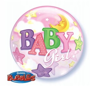 Balon foliowy 22" QL Bubble Poj. "Baby Girl - Księżyc" ST ASORT