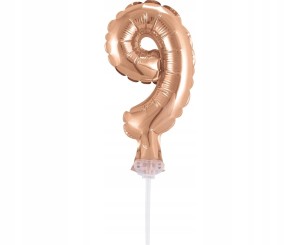 Balon foliowy topper na tort cyfra 9 Różowe złoto