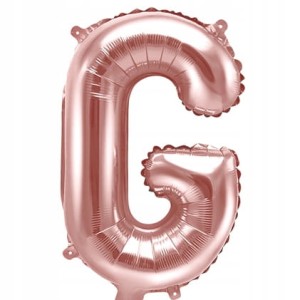 Balon foliowy Litera G, różowe złoto,  35 cm.