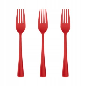 Widelce jednorazowe plastikowe czerwone 10x