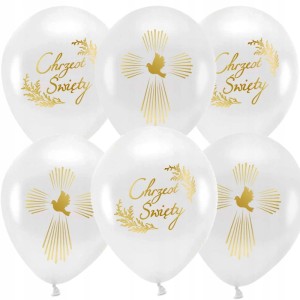Balony chrzest białe 10 szt.