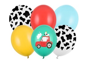 Balony pastelowe farma, 30 cm, 6 szt.