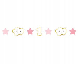 Girlanda na roczek różowa 1 urodziny