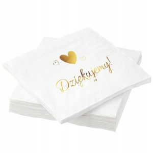 Serwetki 24x24 białe "Dziękujemy!" 12 szt.