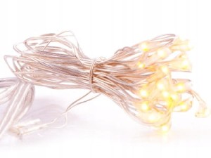 Lampki LED na druciku z bateriami białe światło