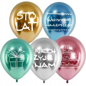 Balony urodzinowe shiny glossy sto lat