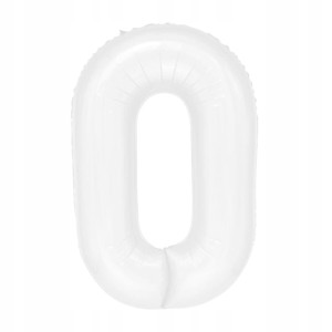 Balon foliowy cyfra 0, biały  100 cm