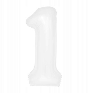 Balon foliowy cyfra 1, biały  100 cm