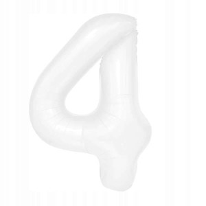 Balon foliowy cyfra 4, biały  100 cm