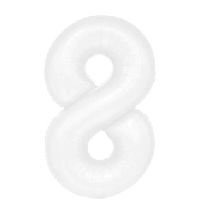 Balon foliowy cyfra 8, biały  100 cm
