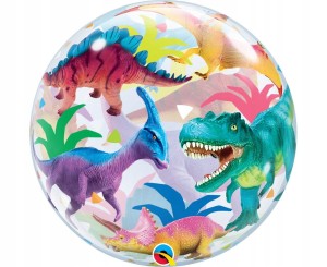 Balon foliowybubble okrągły Dinozaury