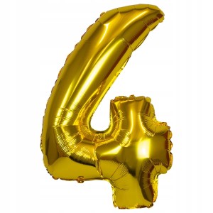 Balon foliowy cyfra 4, złoty 71 cm