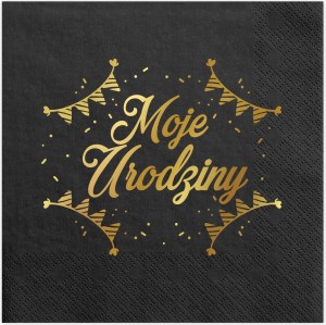 Serwetki urodzinowe czarne napis Moje Urodziny