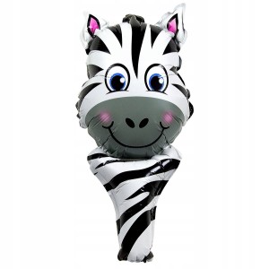 Balon foliowy zebra,  uchwyt do trzymania, 1 szt.
