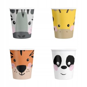Kubeczki papierowe zwierzątka, 4 szt, 220 ml.