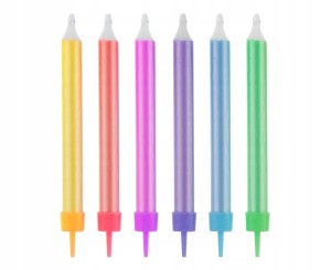 Świeczki urodzinowe na tort kolorowe Jumbo perłowe