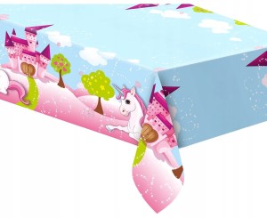 Obrus foliowy,  jednorożec,  120 cm x 180 cm.