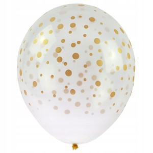 Balony transparentne z nadrukiem konfetti cler 5x