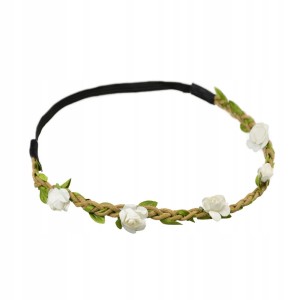 Wianek z gumką białe róże kwiaty opaska do włosów