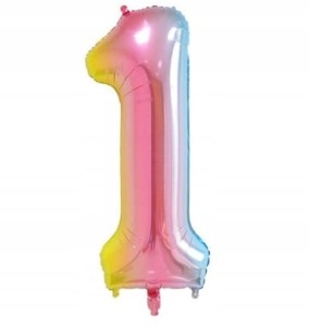 Balon foliowy cyfra 1, ombre,  40 cm.