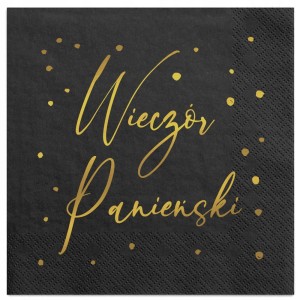 Serwetki papierowe czarne napis Wieczór Panieński